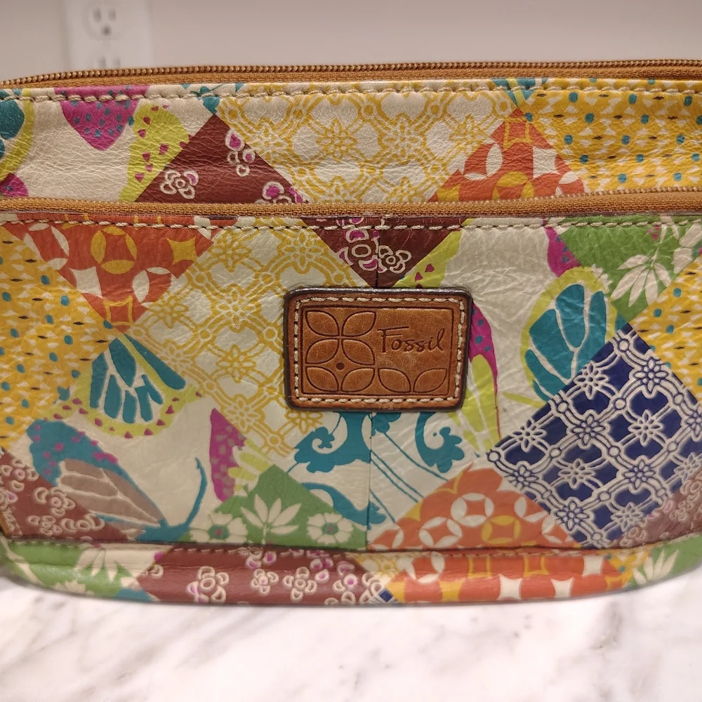 Fossil Unique Leather Patchwork Purse